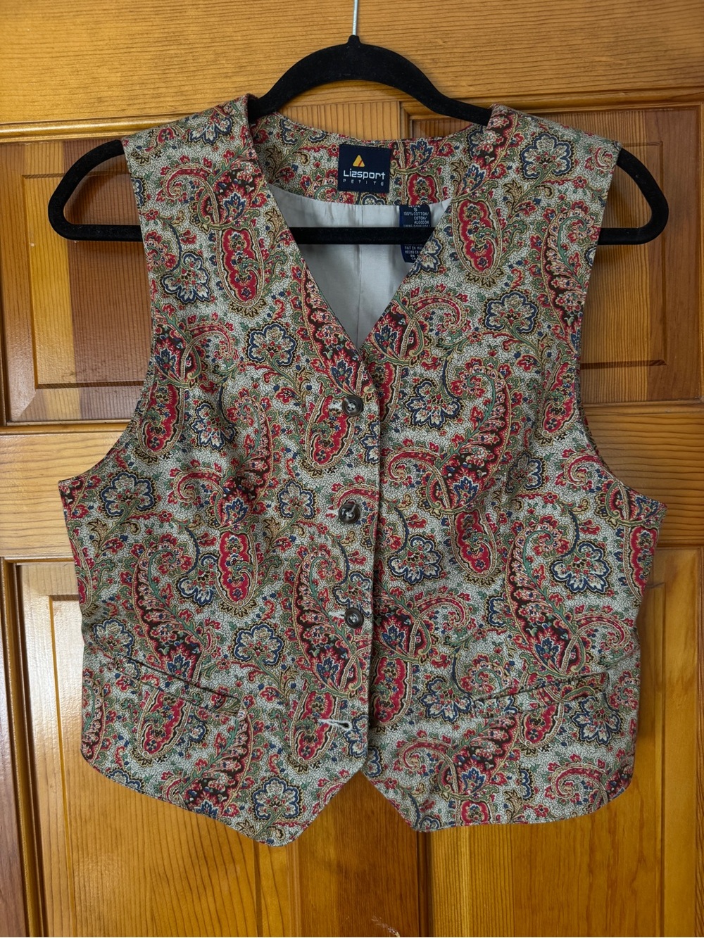 Liz Sport Paisley Button-Front Vest